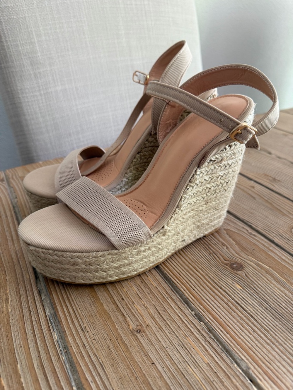 Women's Neutral Espadrille Wedge Sandals - Beige